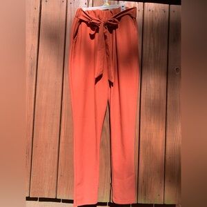 Shosho boho pants orange belted long trouser  loose fit